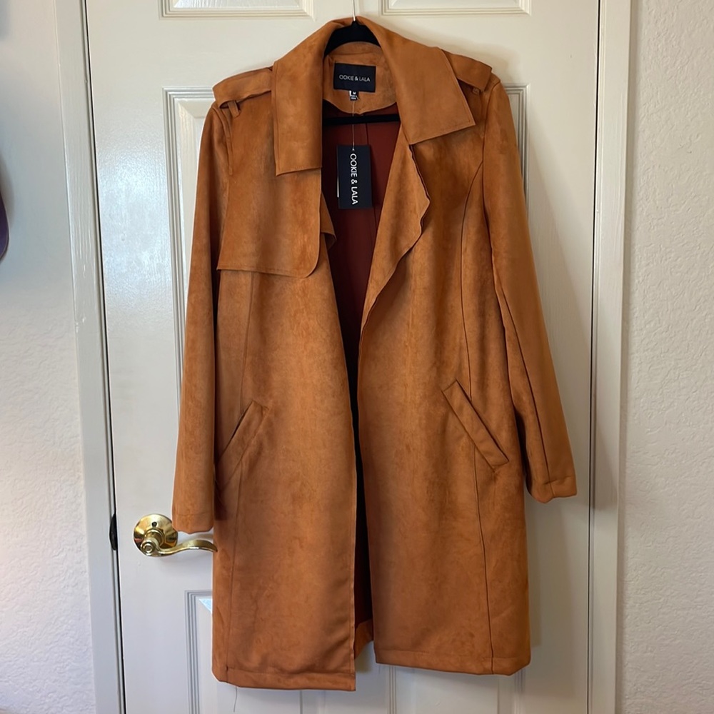 OOKIE & LALA | Faux Suede Trench Coat